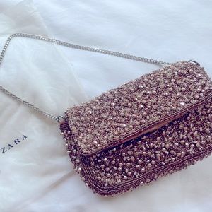 ✨ Mini Cross Shining Bag Zara | Size: One | Regular Size Chain ⛓New | Color:Pink